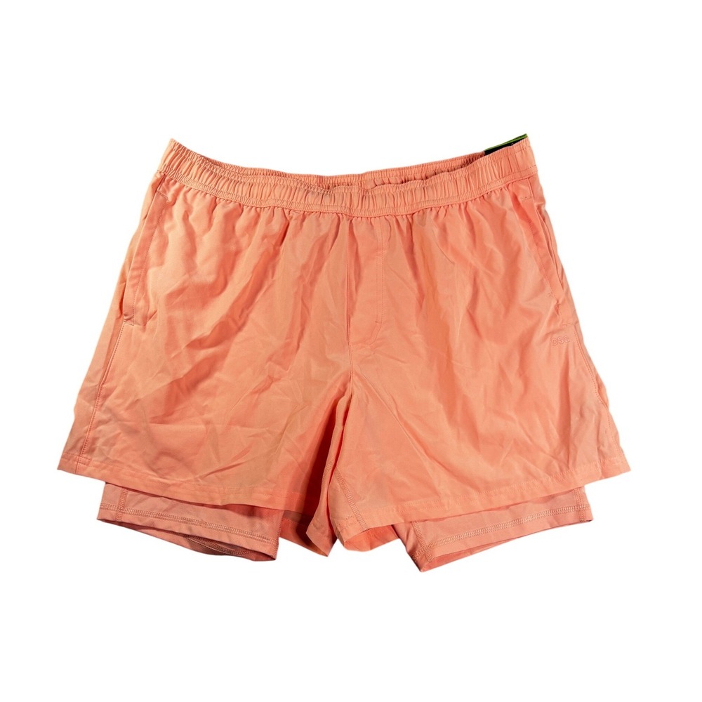 DSG Agility 2-in-1 Shorts Mens Large Coral Orange 5 Inch Inseam Built-in Liner